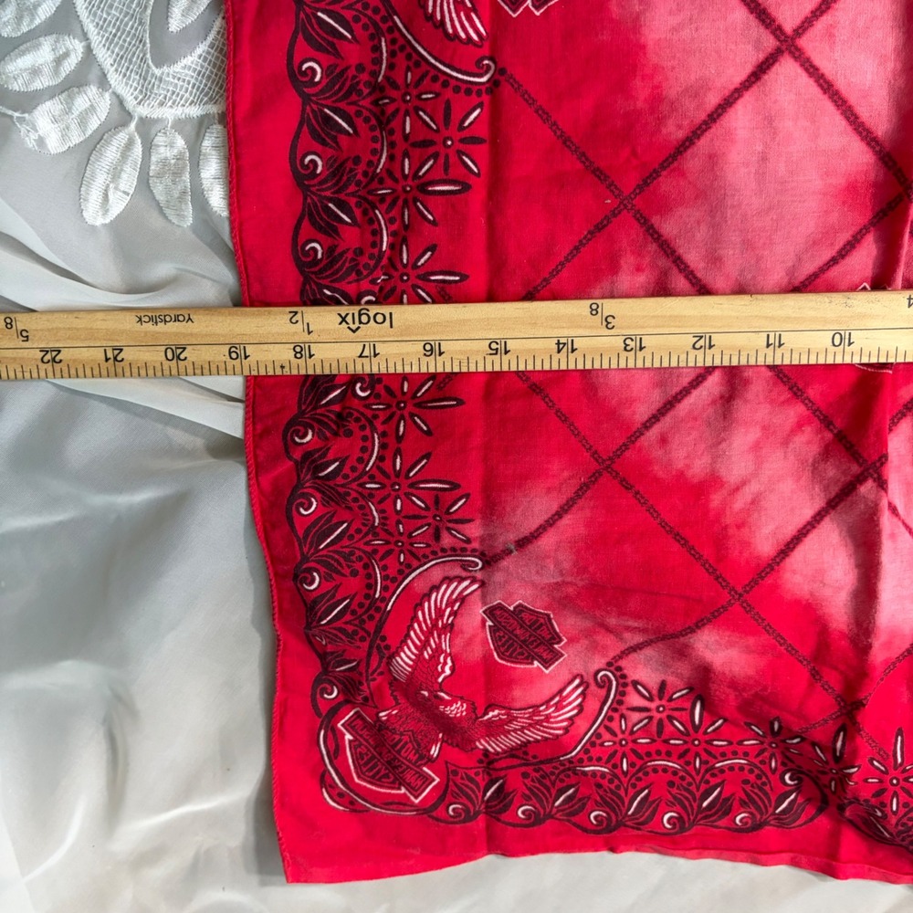 Harley Davidson Bandana Red Tie Dye Eagle Bar & Shield 100% Cotton Biker Scarf - Picture 4 of 4